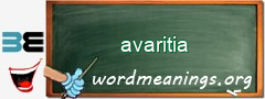 WordMeaning blackboard for avaritia